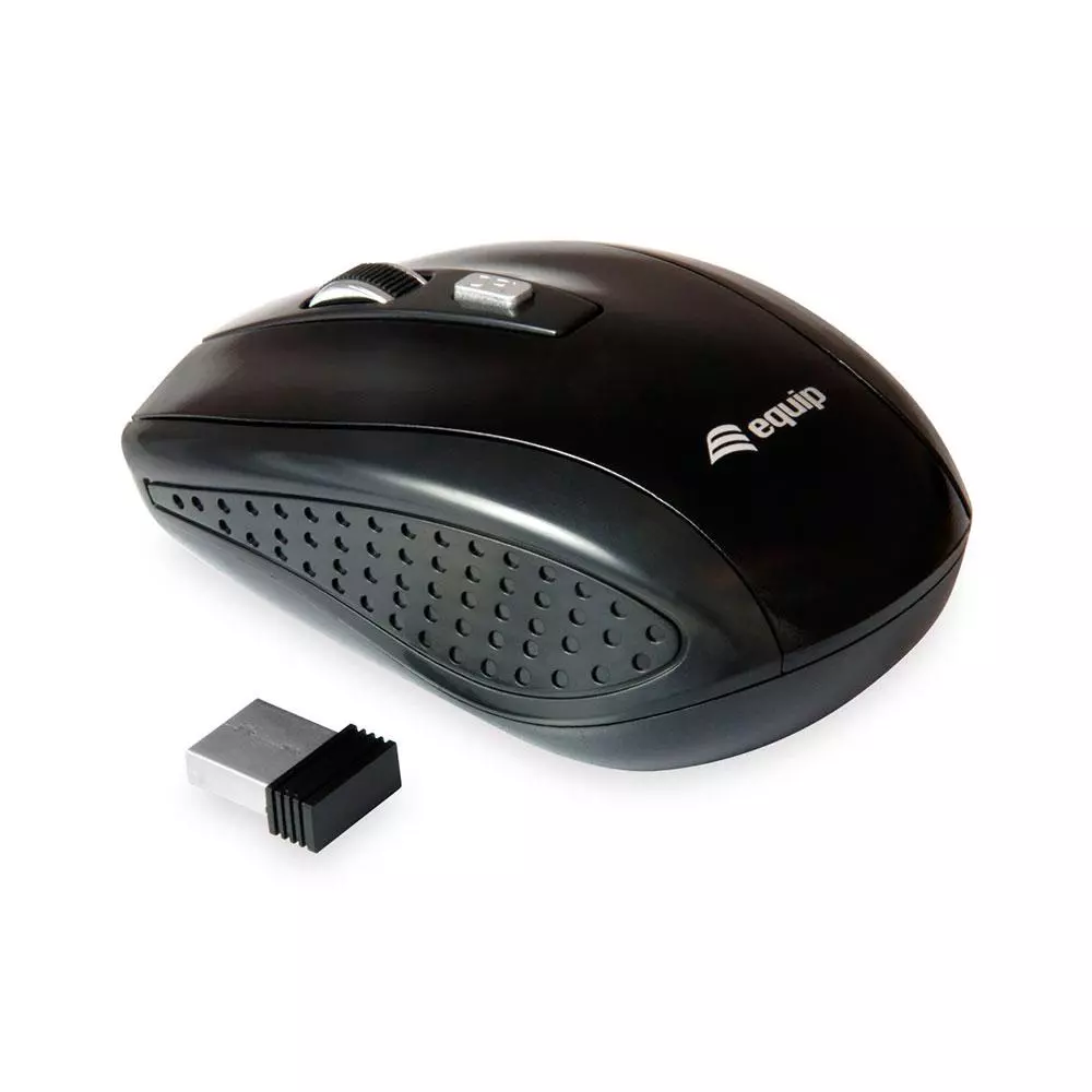 Raton &oacute;ptico inal&aacute;mbrico Mini Equip Life / Negro / 1600 Dpi / Ambidiestro / 245104
