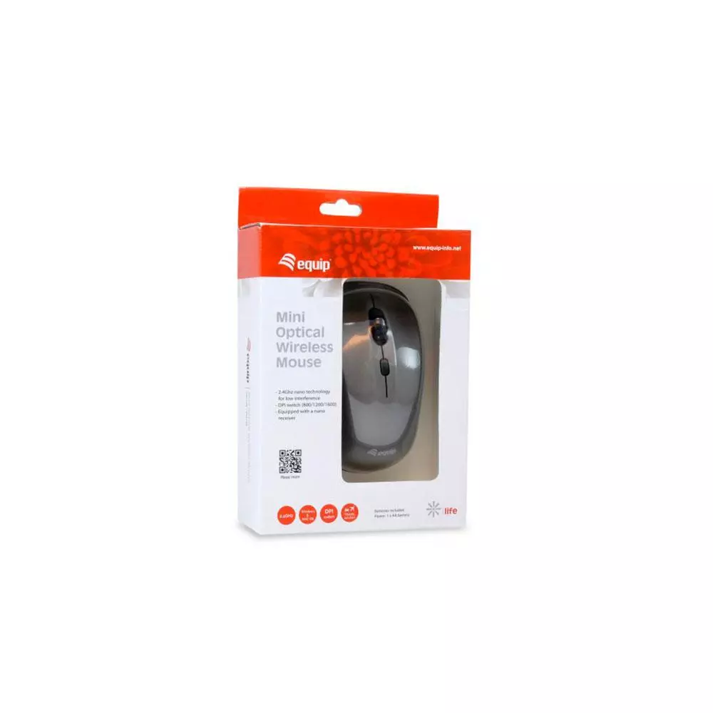&divide; Mouse equip wireless mini life optico 4 botones scroll gris 1600dpi