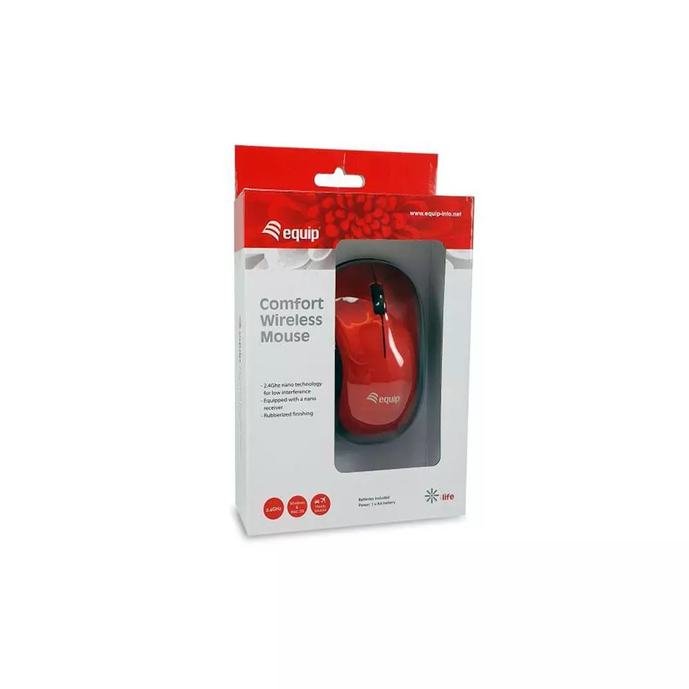Raton inalambrico equip comfort wireless mouse 1200dpi / Rojo / 245113