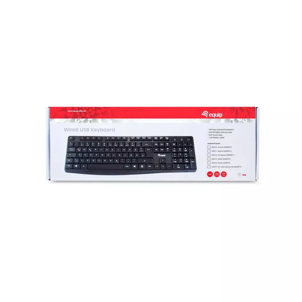 Teclado Usb Equip Life / 105 Teclas / Resistente a salpicaduras / Negro / 245211