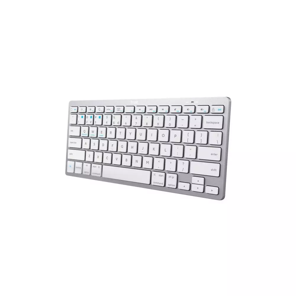 Teclado inalambirco Trust Basics /  Bluetooth 4.0 / Tama&ntilde;o mini / Plata-Blanco / 24654