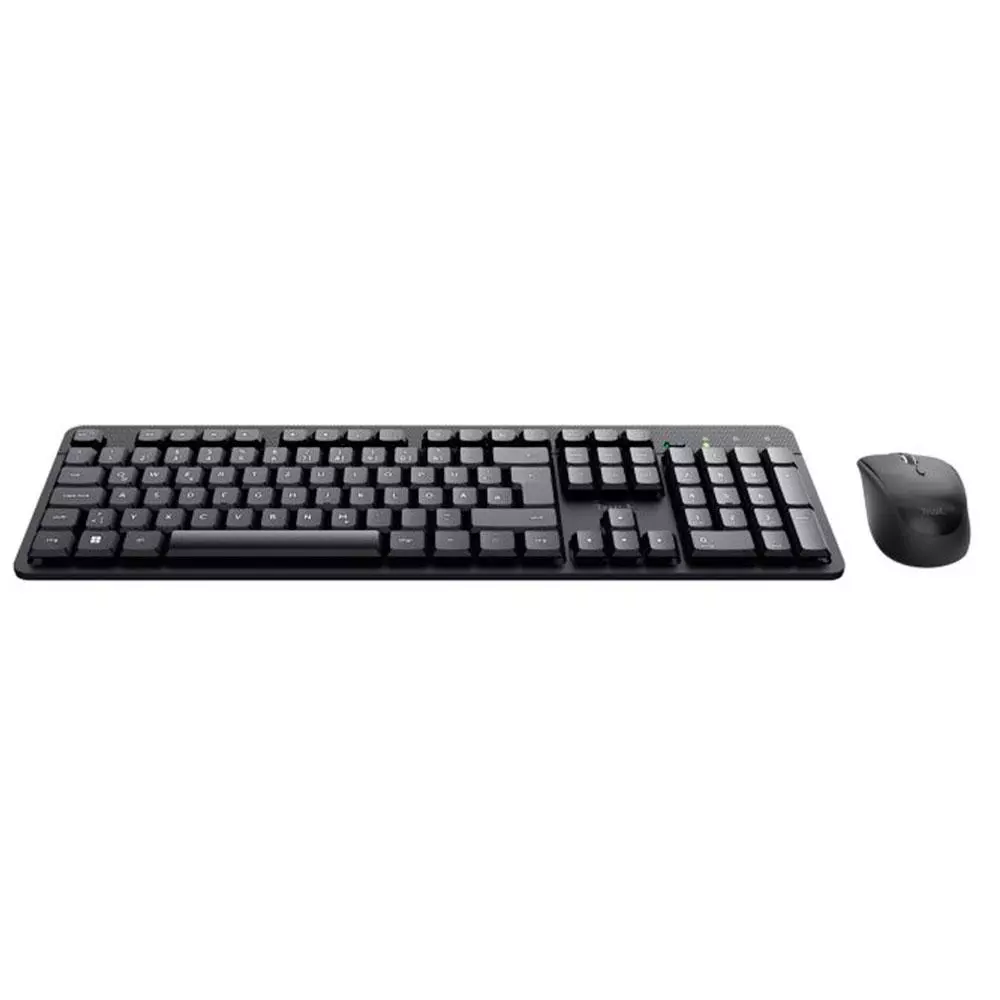Combo Teclado + Raton inal&aacute;mbrico Trust TKM-360 / Silencioso / 1600 Dpi / Resistente a liquidos / 25356