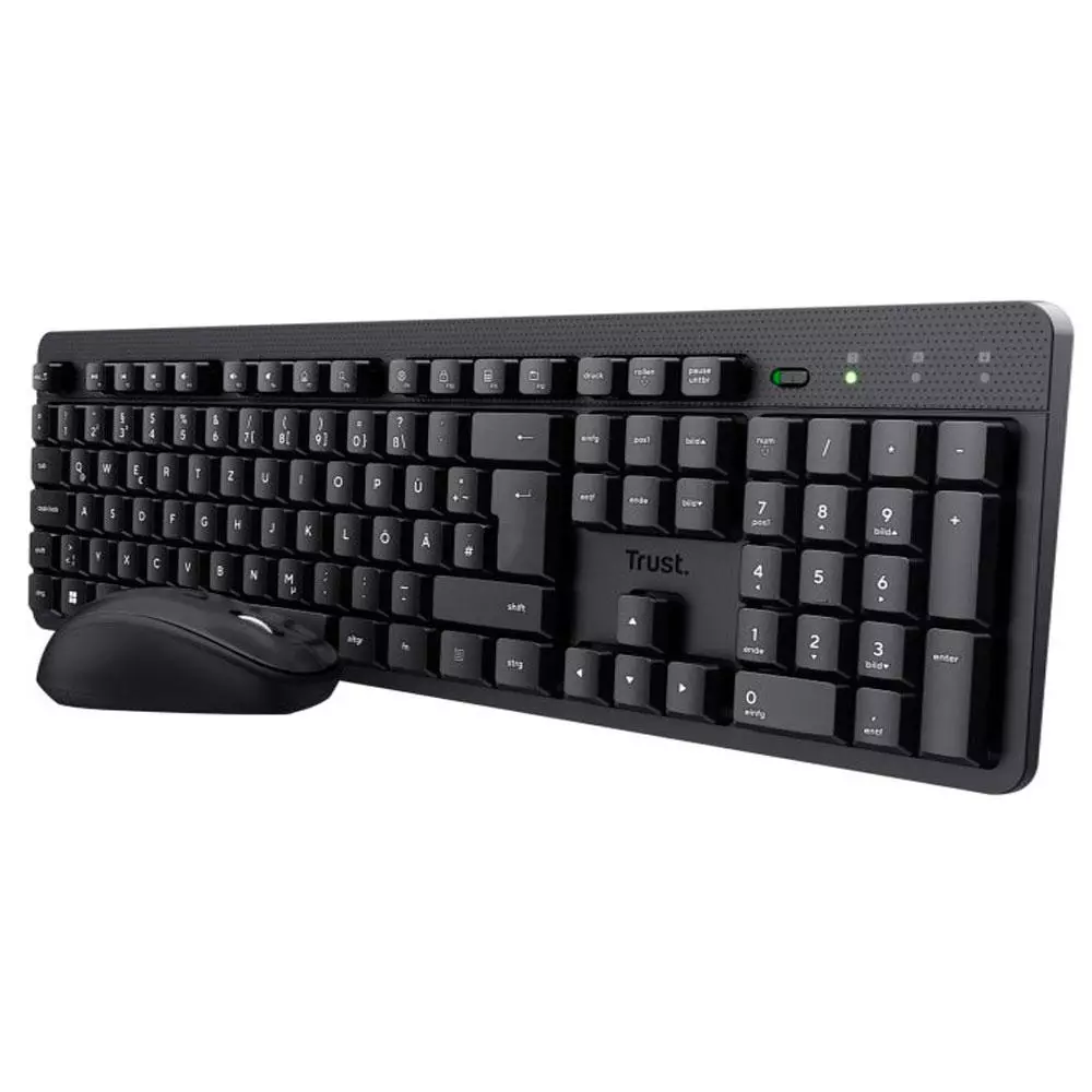 Combo Teclado + Raton inal&aacute;mbrico Trust TKM-360 / Silencioso / 1600 Dpi / Resistente a liquidos / 25356