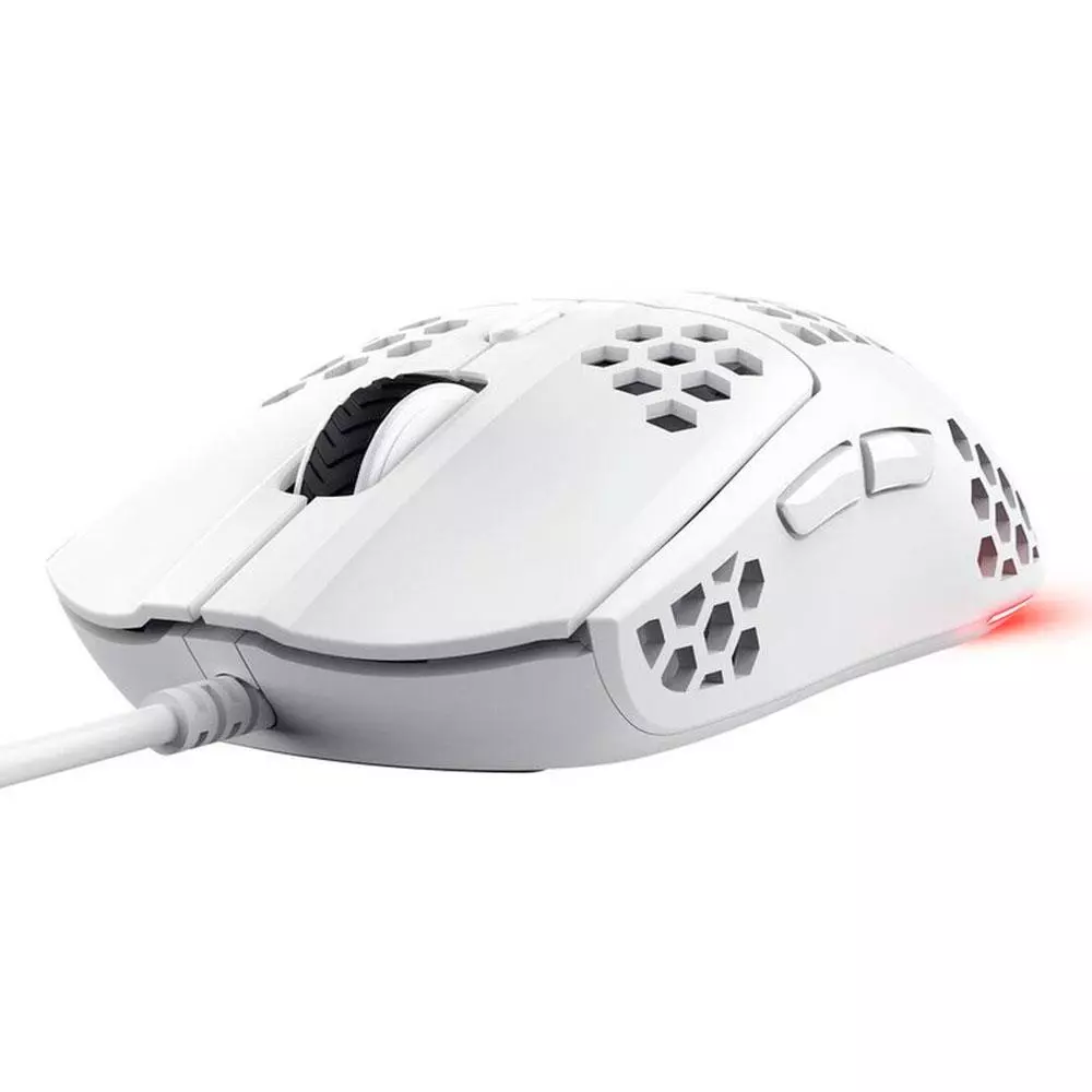 Raton Trust Gaming GXT 928W Helox Blanco / 6.400 Dpi / RGB / 6 Botones / Ultraligero / 25389