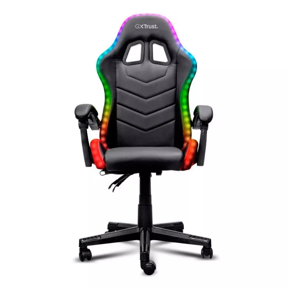 Silla trust Gaming Gxt 704 Roniq / Giratoria 360 / Respaldo acolchado / Luces RGB / Hasta 110kg / Negro / 25979