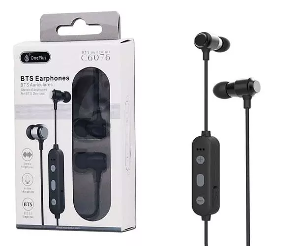 Auriculares deportivos Metal Muk C6076 / Bluetooth 5.0 / Rellamada / Negro / One+