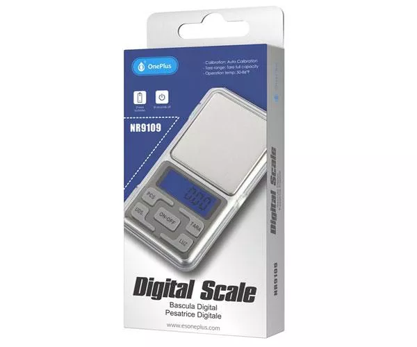 B&aacute;scula Digital NR9109 / 0.01g / Funci&oacute;n de tara y descuento / Calibrable / Mini balanza de joyer&iacute;a /  Plata / One+