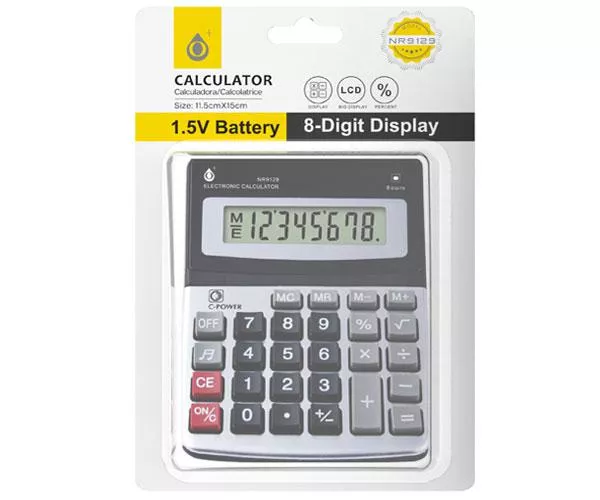 Calculadora de 8 Digitos / Nr9129 / Pantalla Lcd Grande / Gris / One+