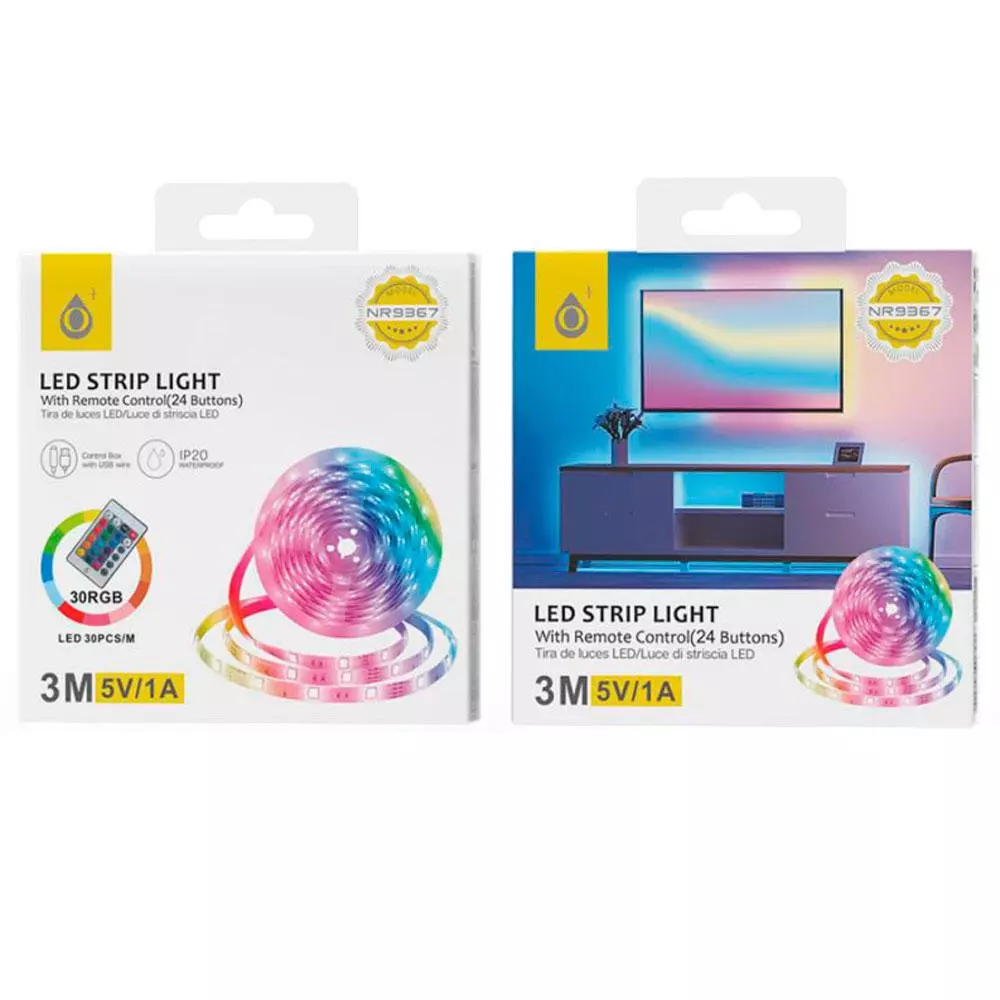 Tira de Luces LED / 3 metros / RGB / Control Remoto / Resistente al Agua (IP20) / MTK / NR9367