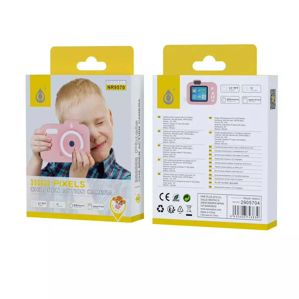 Camara Digital NR9570 Rosa / Pantalla TFT 2" / MicroSD Hasta 32gb / 30 Fps / 300mAh / One+ / 2905704