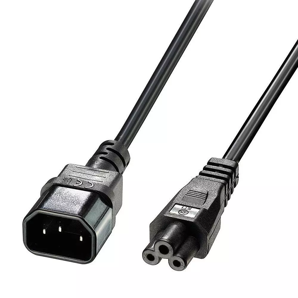 Cable alimentacion red trebol a shuko M/H / C5 a C14 / 3 metros / Negro / 30342