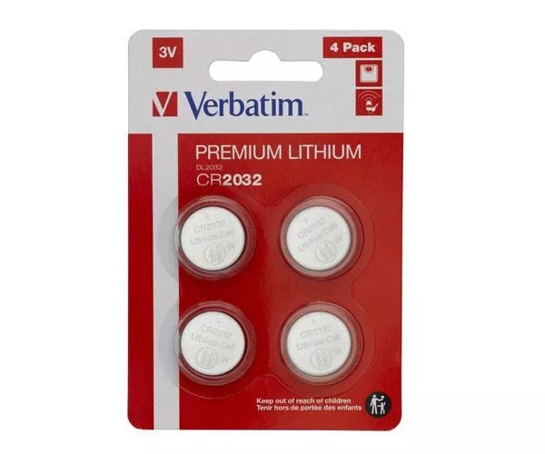 Pilas boton Litio Verbatim para placa base CR2032   pack 4 unid.