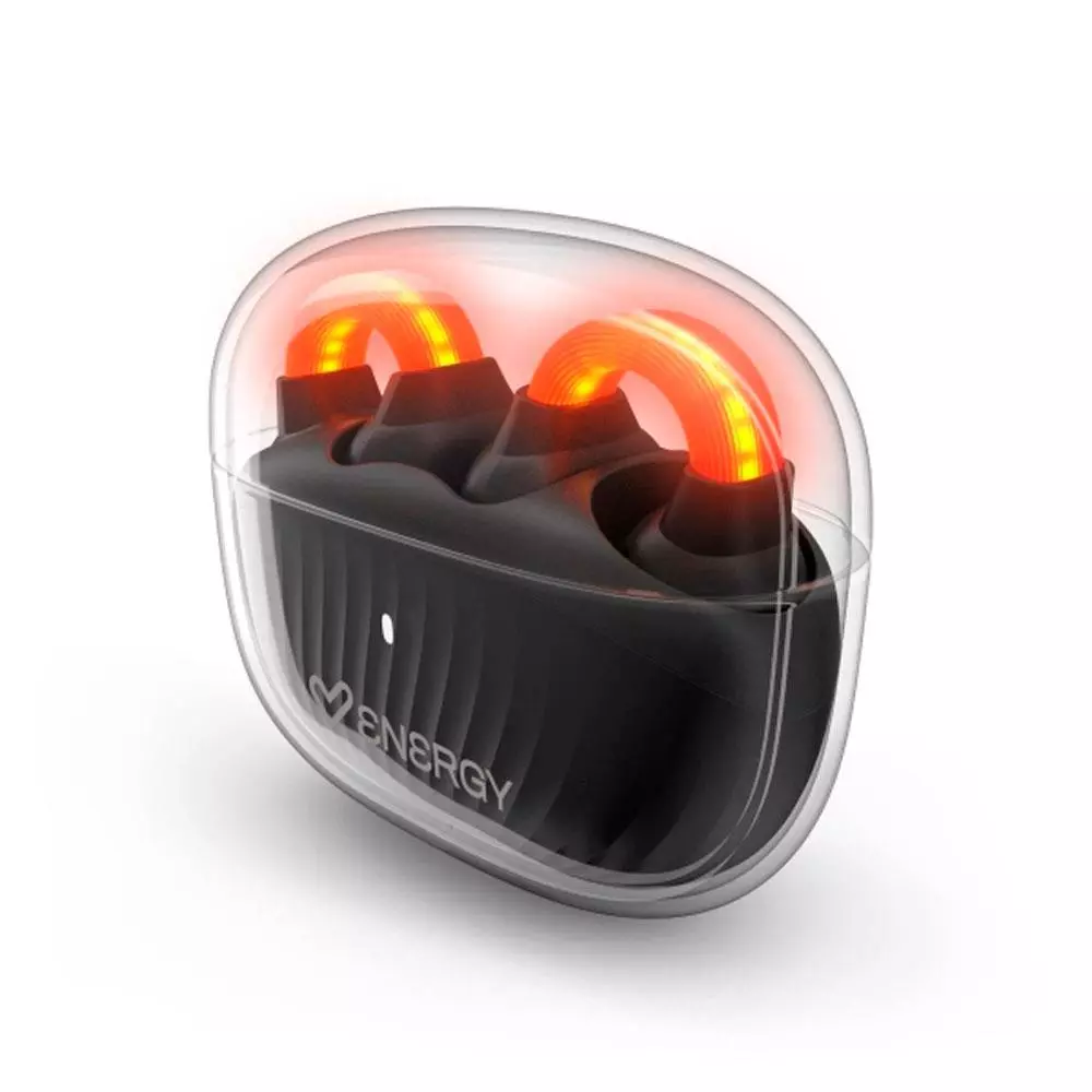 Auriculares Bluetooth Energy Sistem LightPods / BT5.4 / 25h Bateria / Microfono reduccion de ruido / Dise&ntilde;o Curvado / Negro / 501144