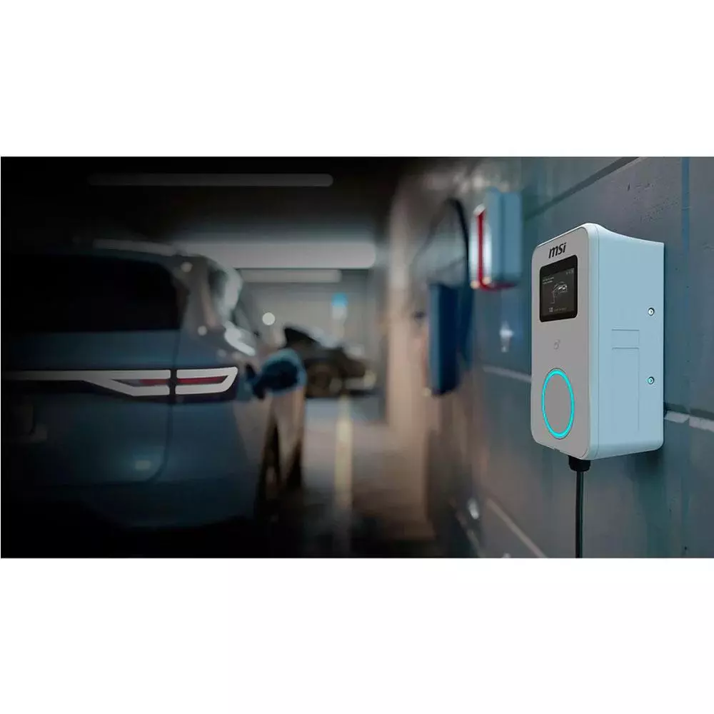 Cargador para Coche El&eacute;ctrico MSI EVSE EZwall Premium Max OCPP Blanco 22kW / 9S6-C80121-038