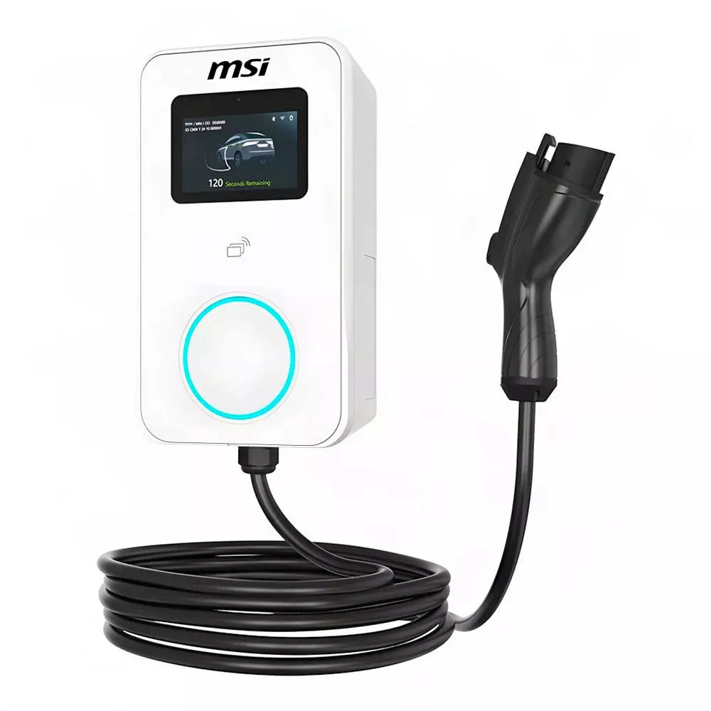 Cargador Coche El&eacute;ctrico MSI EVSE EZwall Premium Max Blanco 22kW Trif&aacute;sico Tipo 2 5m / 9S6-C80121-040