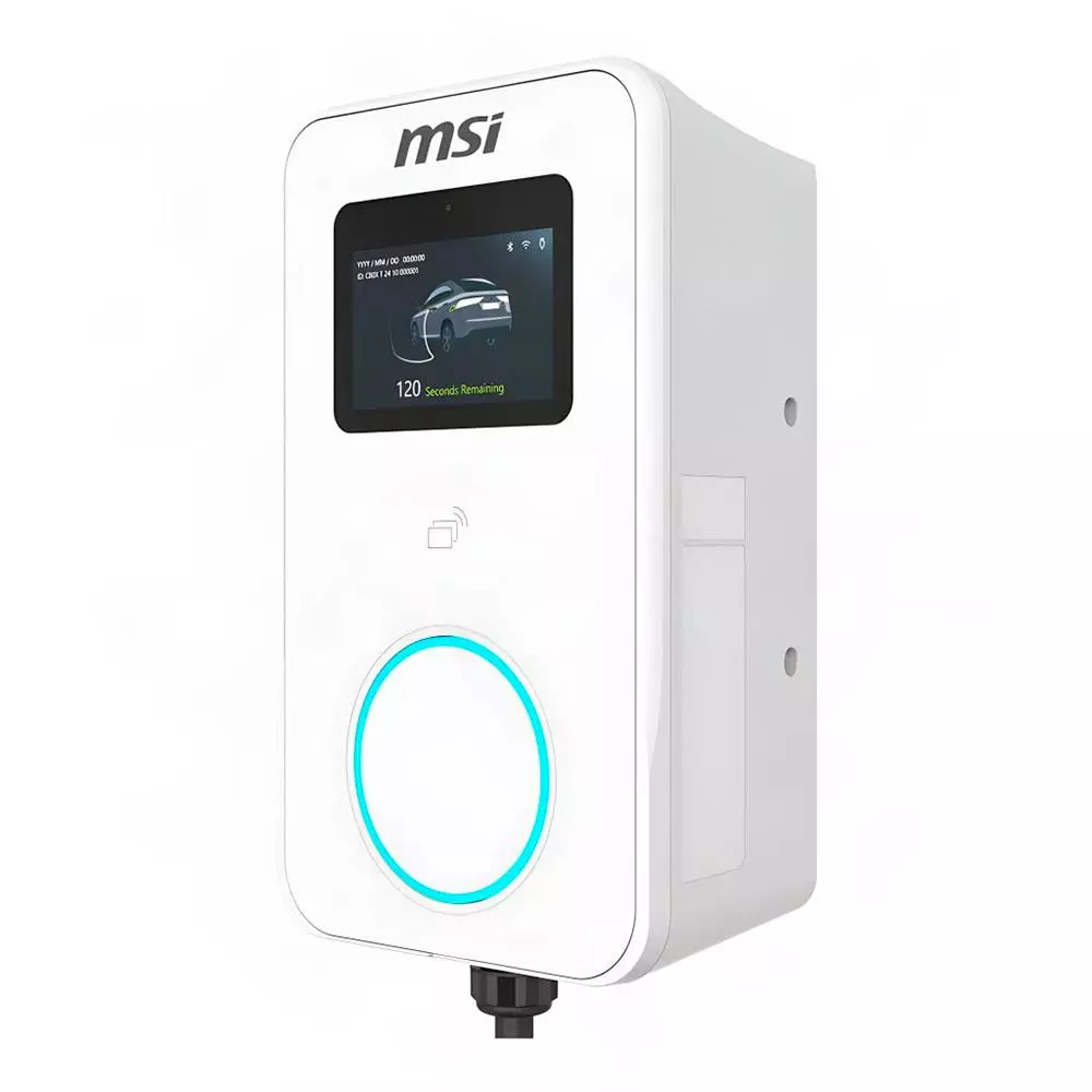 Cargador Coche El&eacute;ctrico MSI EVSE EZwall Premium Max Blanco 22kW Trif&aacute;sico Tipo 2 5m / 9S6-C80121-040
