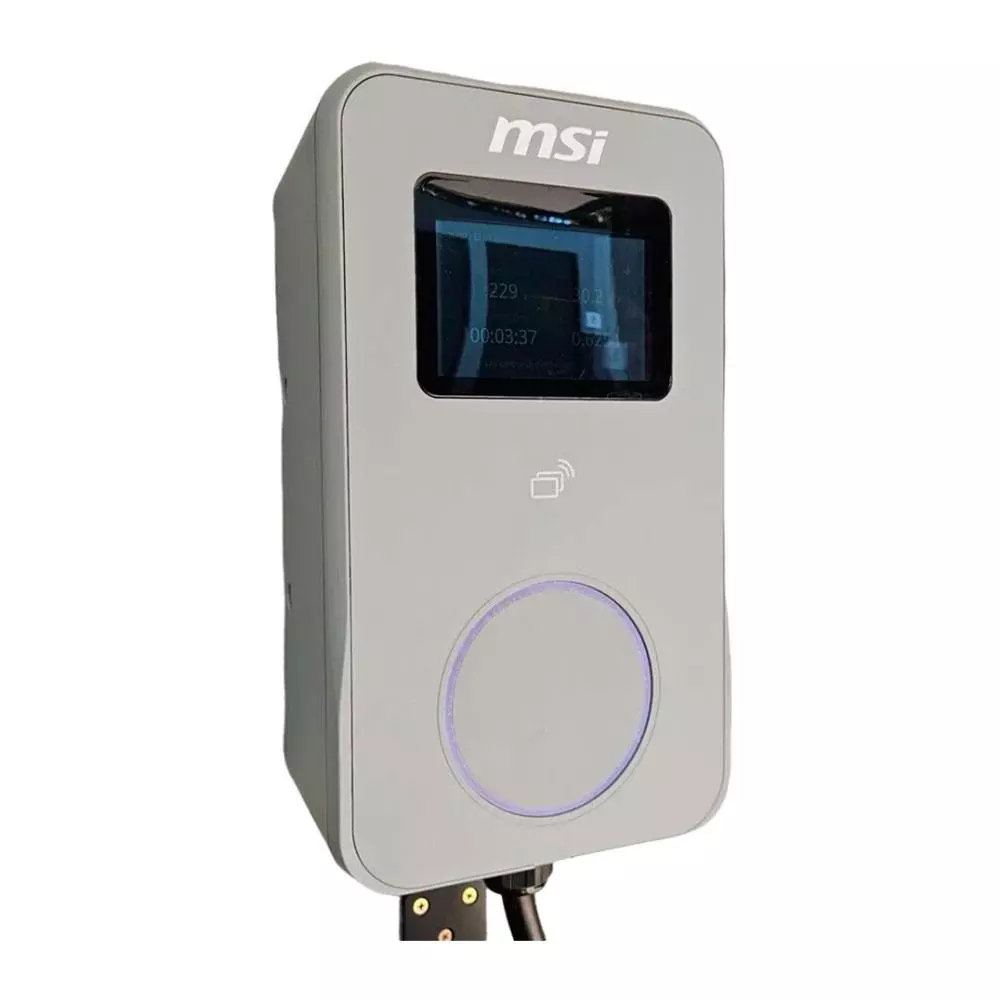 Cargador Coche El&eacute;ctrico MSI EVSE EZwall Premium Max Gris 22kW Trif&aacute;sico Tipo 2 5m / 9S6-C80122-041