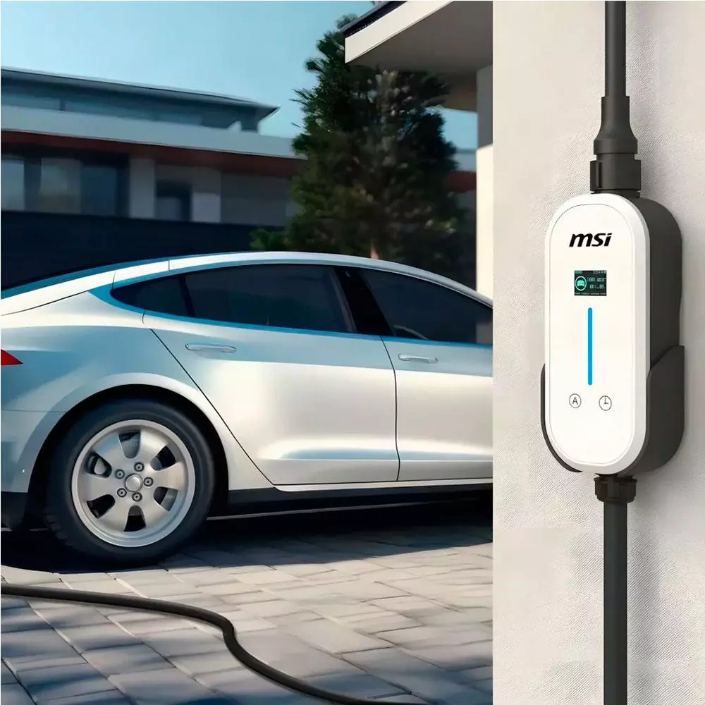 Cargador Coche El&eacute;ctrico MSI EVSE EZgo Blanco 11kW Trif&aacute;sico 5m Cable / 9S6-C80311-001