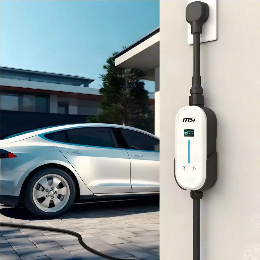 Cargador Coche El&eacute;ctrico MSI EVSE EZgo Blanco 3,6kW Tipo 2 Cable 5m / 9S6-C80611-014