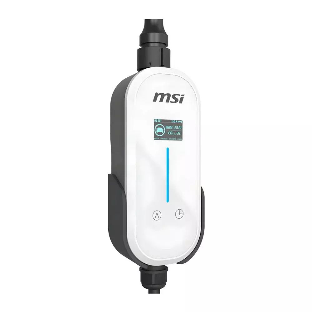 Cargador Coche El&eacute;ctrico MSI EVSE EZgo Blanco 7kW Tipo 2 Cable 5m / 9S6-C80611-023