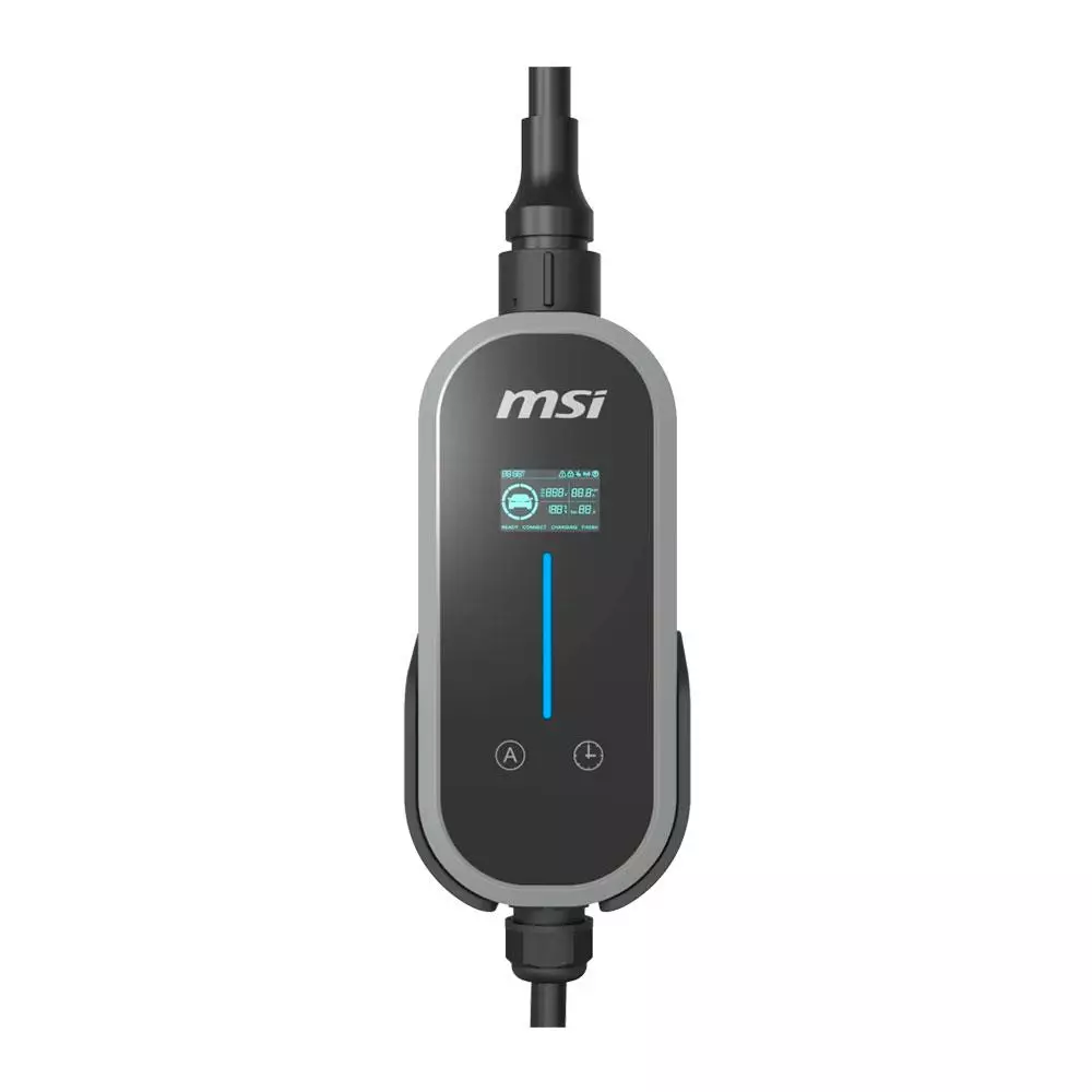 Cargador Coche El&eacute;ctrico MSI EVSE EZgo Gris 7kW Tipo 2 Cable 5m / 9S6-C80612-024