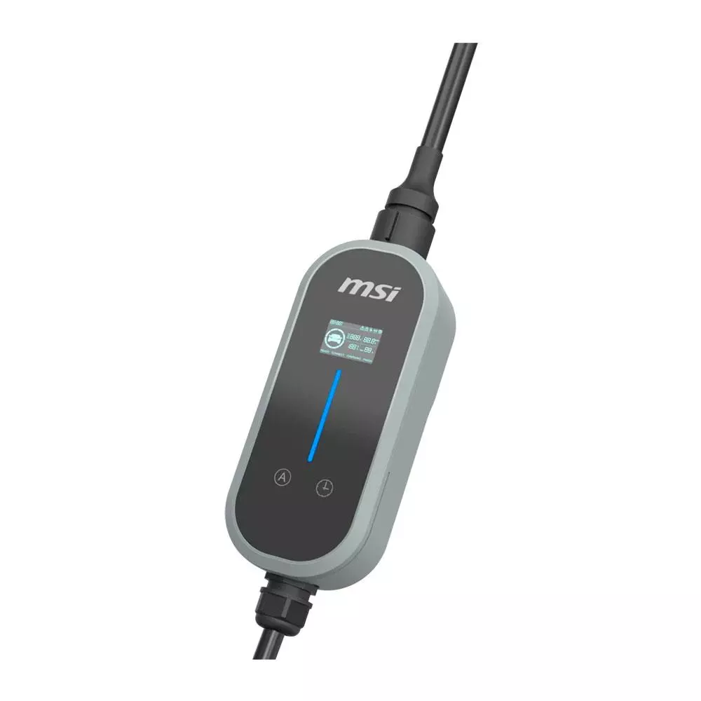Cargador Coche El&eacute;ctrico MSI EVSE EZgo Gris 7kW Tipo 2 Cable 5m / 9S6-C80612-024