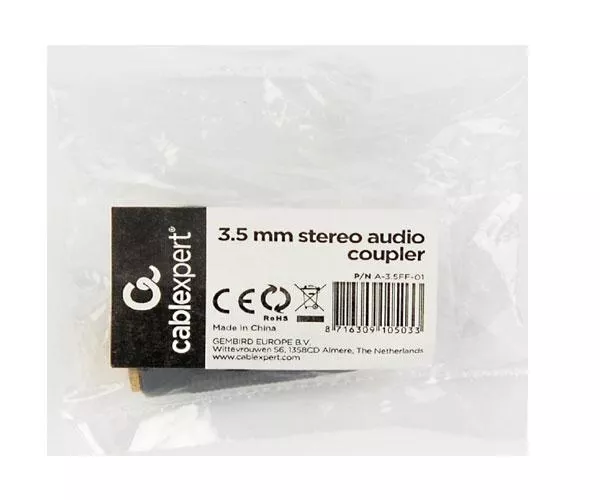 Adaptador Audio Jack 3.5mm Hembra - Hembra / Cablexpert A-3.5FF-01