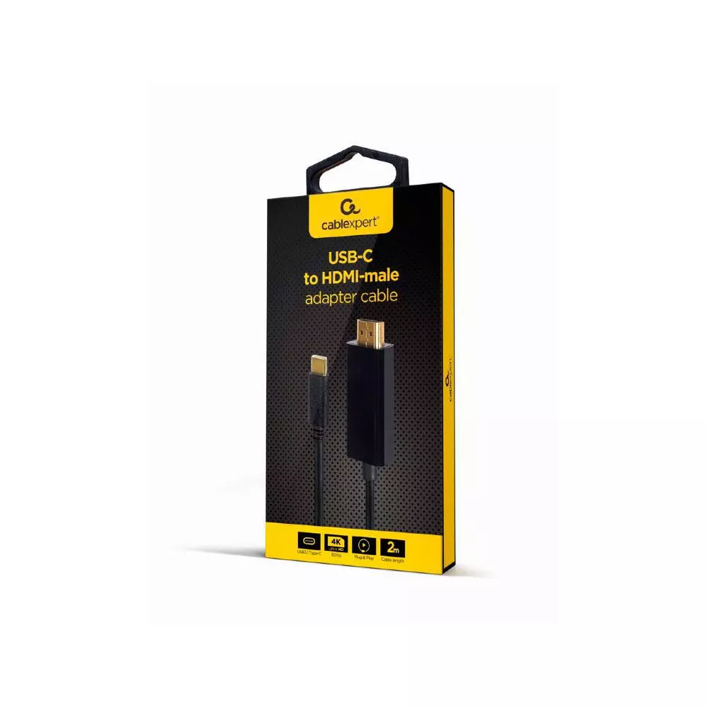 Cable de video Type-C a HDMI M/M / 1m / 4K / Cablexpert / Negro / A-CM-HDMIM-01