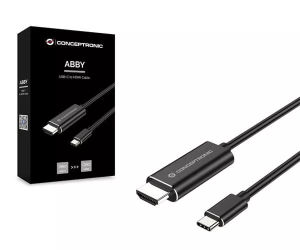 Cable de Video Type-c Macho a Hdmi Macho / 2 Metros / 4K / Negro / Conceptronic ABBY04B