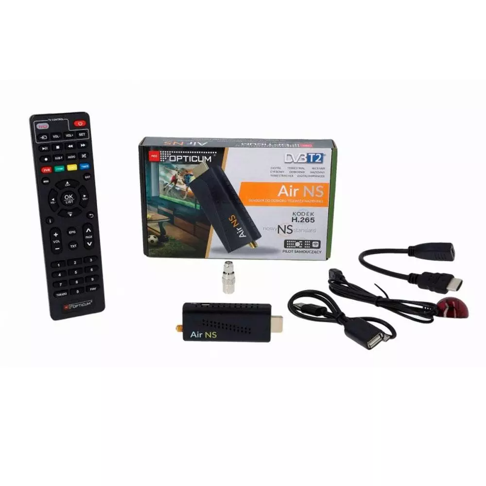 TDT HD Mini AIR-NS OPTICUM / FullHD 1080p / DVB-T2 HD / H.265-HEVC / HDMI / USB / C. VERDE
