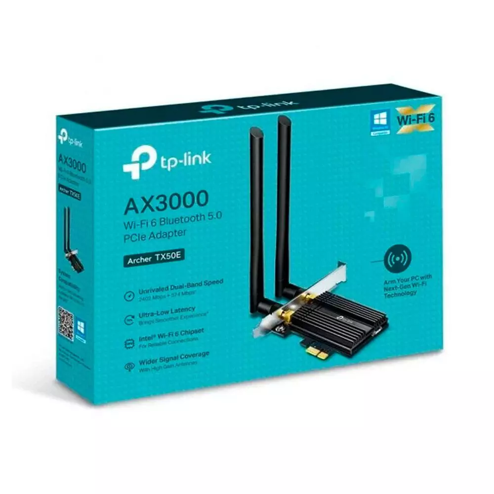 Tarjeta de red PCI-E Wifi 6 / AX3000 Dual Band / Bluetooth 5.0 / 2 Antenas / TP-LINK / ARCHER TX50E