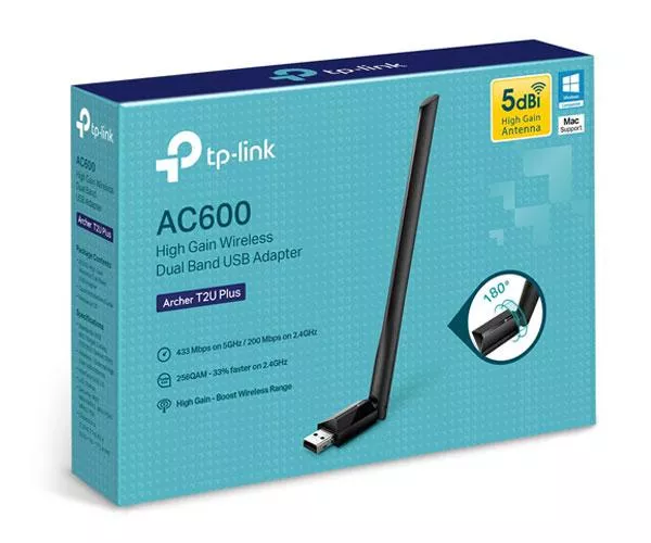 Tarjeta de red USB Wifi Archer T2U Plus Dual Band AC600 TP-Link