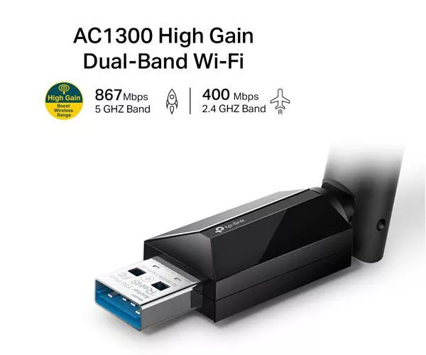 Tarjeta de red USB Wifi Archer T3U Plus Dual Band Ac1300 TP-Link