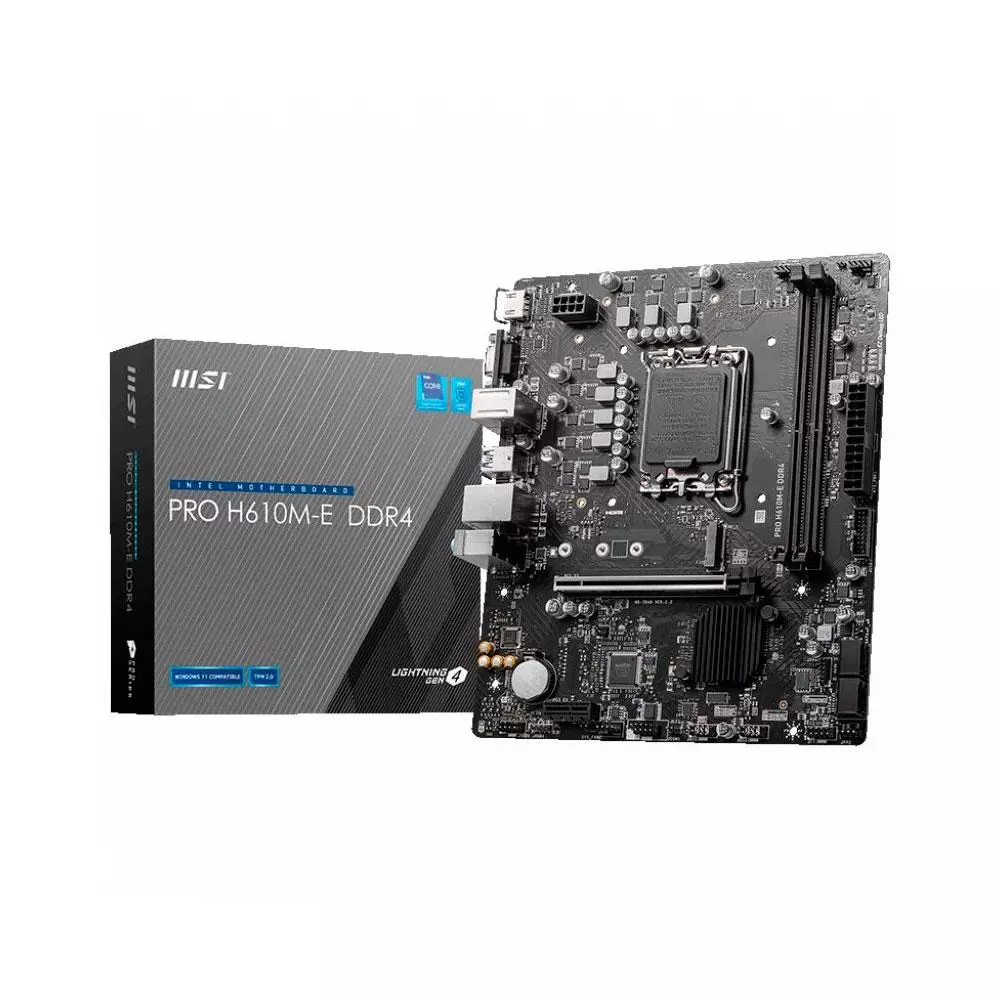 Placa base MSI Pro H610M-E / Socket 1700 / 2xDDR4 / MATX / 12-13-14th Gen. / VGA-HDMI / 911-7D48-007 / 911-7D48-038 / 911-7D48-062