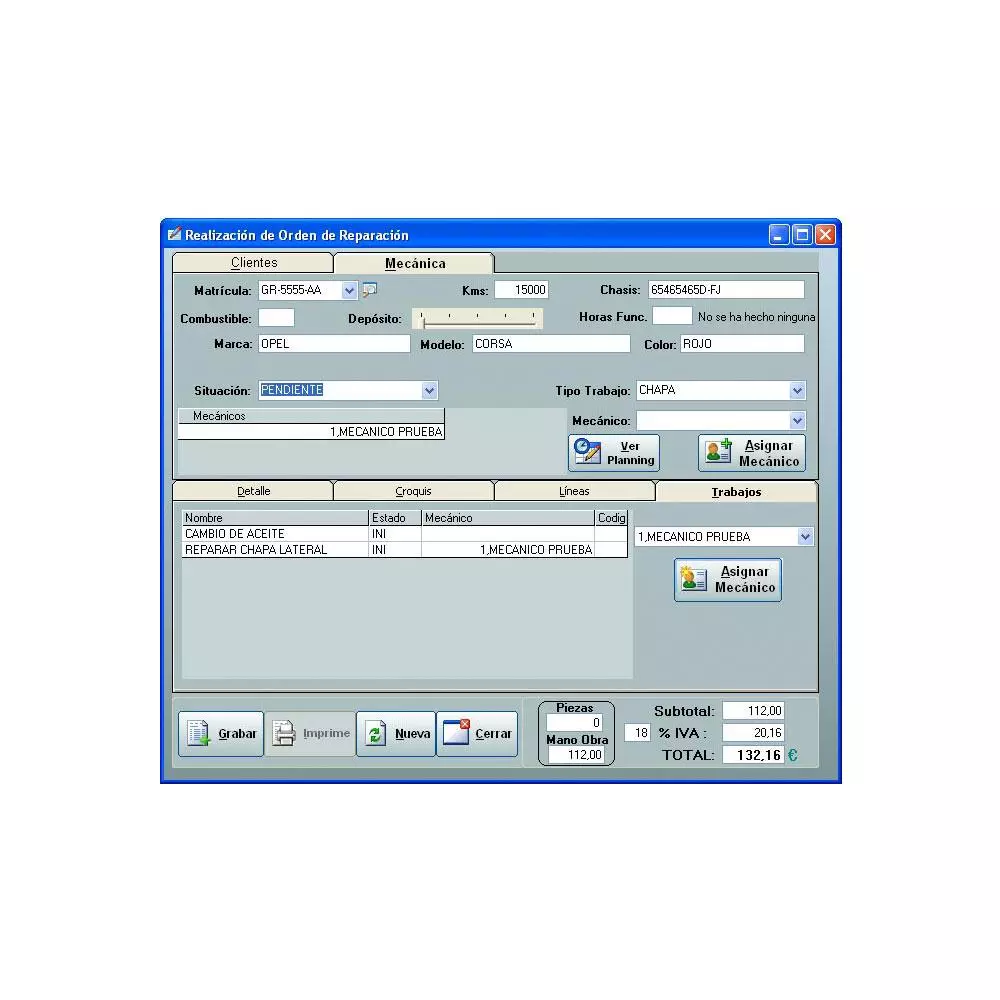 Software Programa de Gesti&oacute;n Especifica AUTOSOF para TALLERES DE COCHES