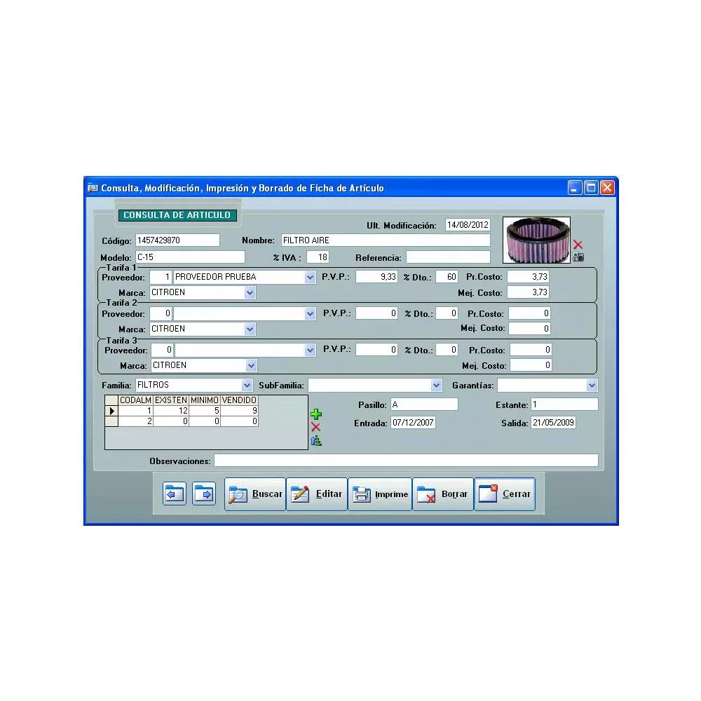 Software Programa de Gesti&oacute;n Especifica AUTOSOF para TALLERES DE COCHES