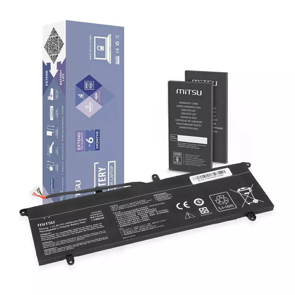 Bater&iacute;a compatible para port&aacute;til ASUS C41N1901 14.8V 3400mAh Mitsu