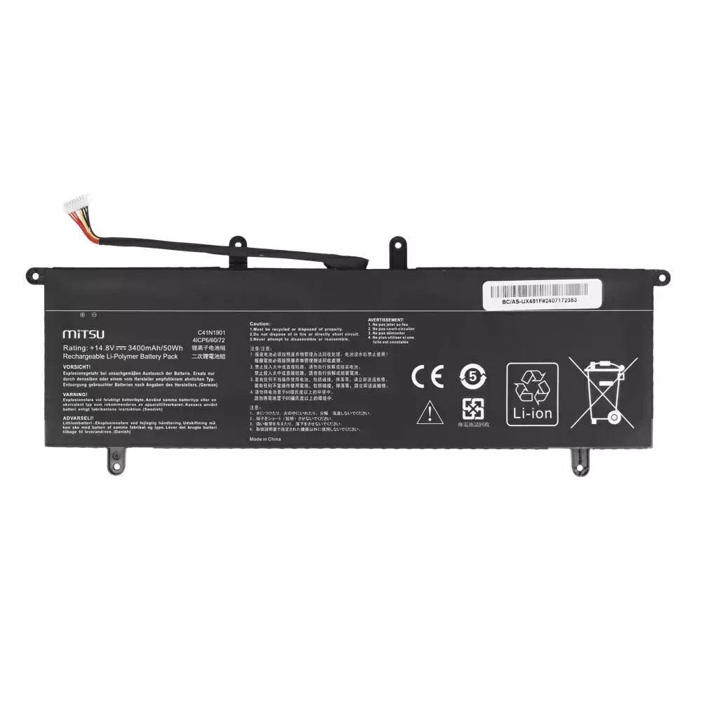 Bater&iacute;a compatible para port&aacute;til ASUS C41N1901 14.8V 3400mAh Mitsu