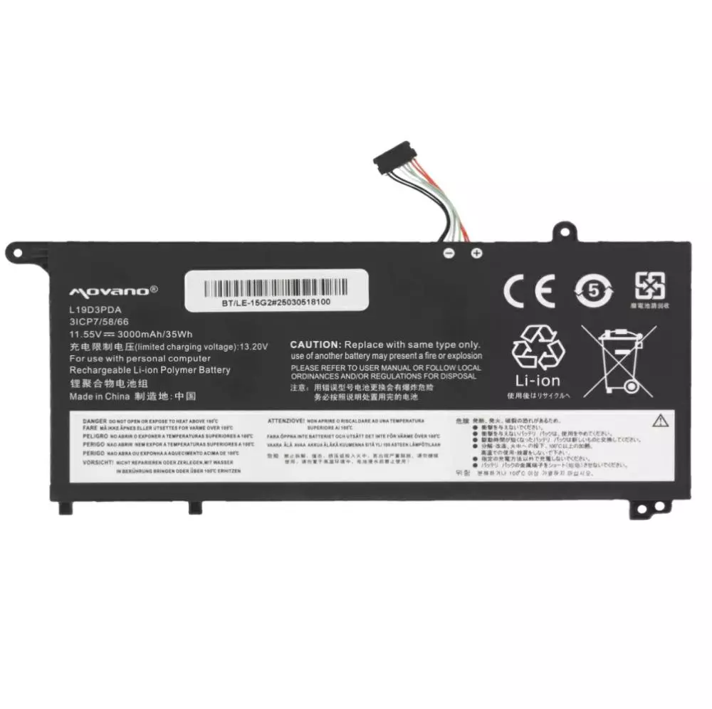 Bater&iacute;a compatible para port&aacute;til LENOVO L19C3PDA 11.55V 3000mAh Movano