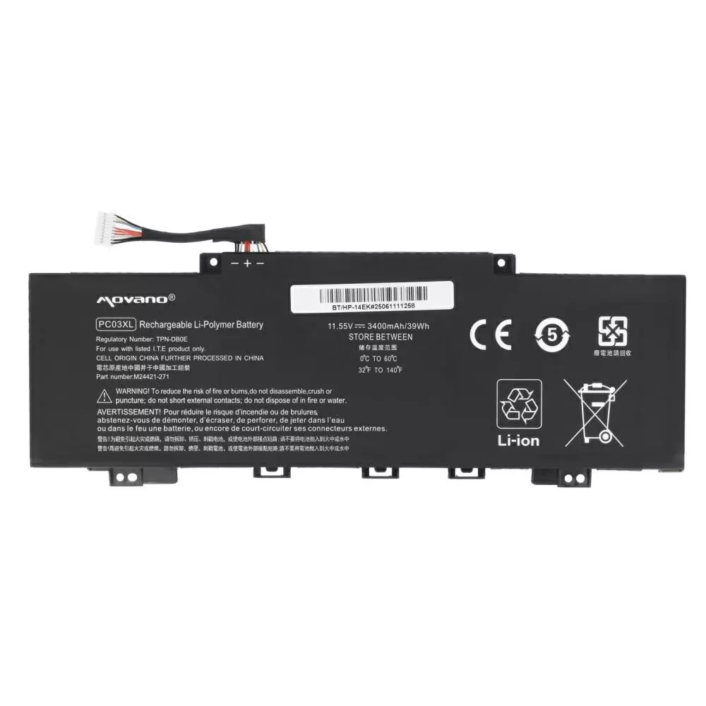 Bater&iacute;a compatible para port&aacute;til HP PC03XL 11.55V 3400mAh Movano