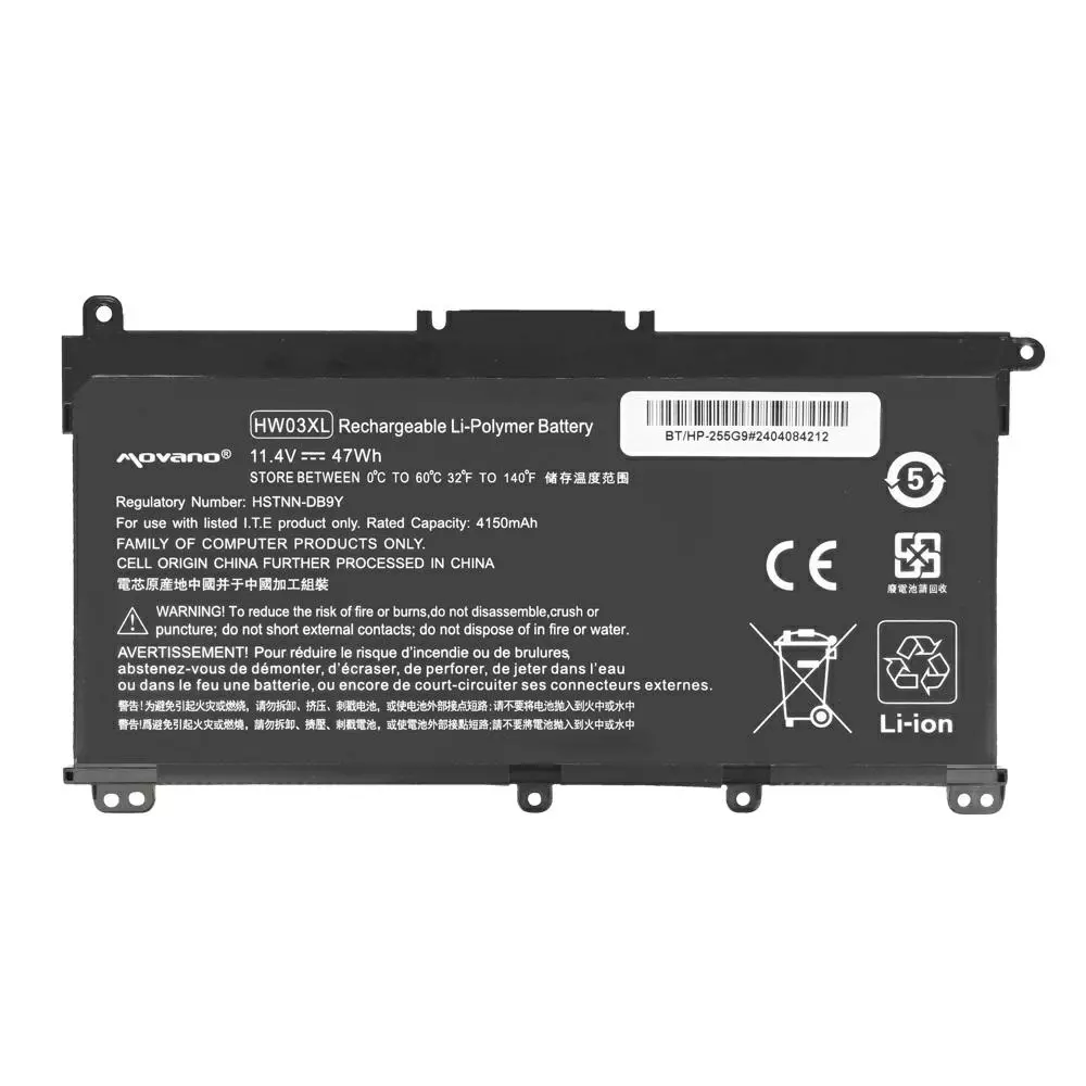 Bater&iacute;a compatible para port&aacute;til HP HW03XL 11.4V 4150mAh Movano