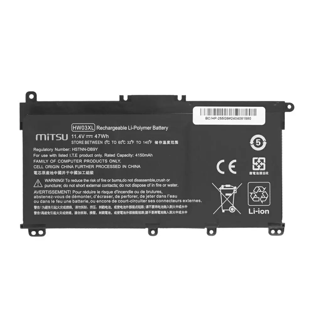 Bater&iacute;a compatible para port&aacute;til HP HW03XL 11.4V 4150mAh Mitsu