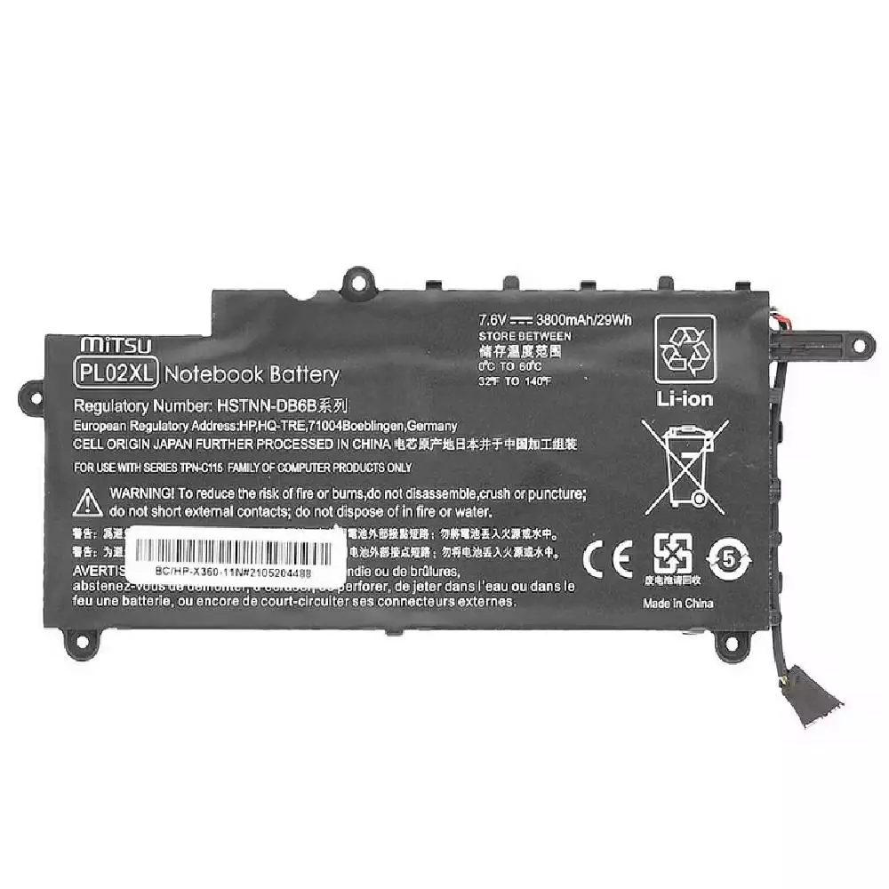 Bater&iacute;a compatible para port&aacute;til HP PL02XL 7.6V 3800mAh Mitsu