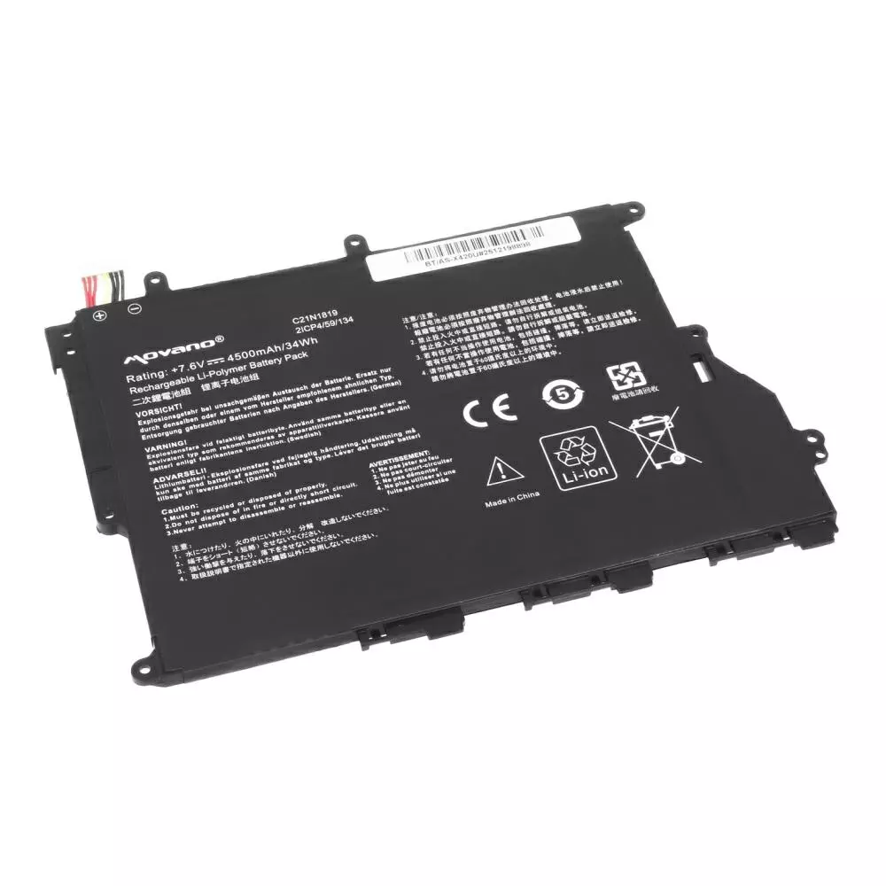 Bater&iacute;a compatible para port&aacute;til ASUS C21N1819 7.6V 4500mAh Movano
