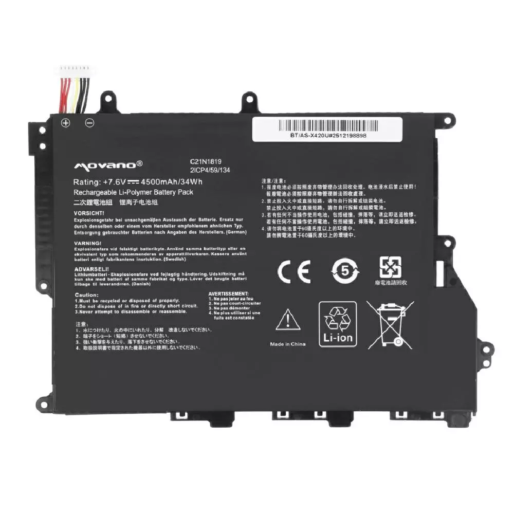 Bater&iacute;a compatible para port&aacute;til ASUS C21N1819 7.6V 4500mAh Movano