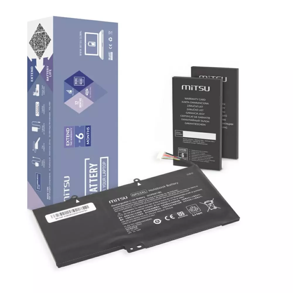 Bater&iacute;a compatible para port&aacute;til HP NP03XL 11.4V 4200 mAh Mitsu