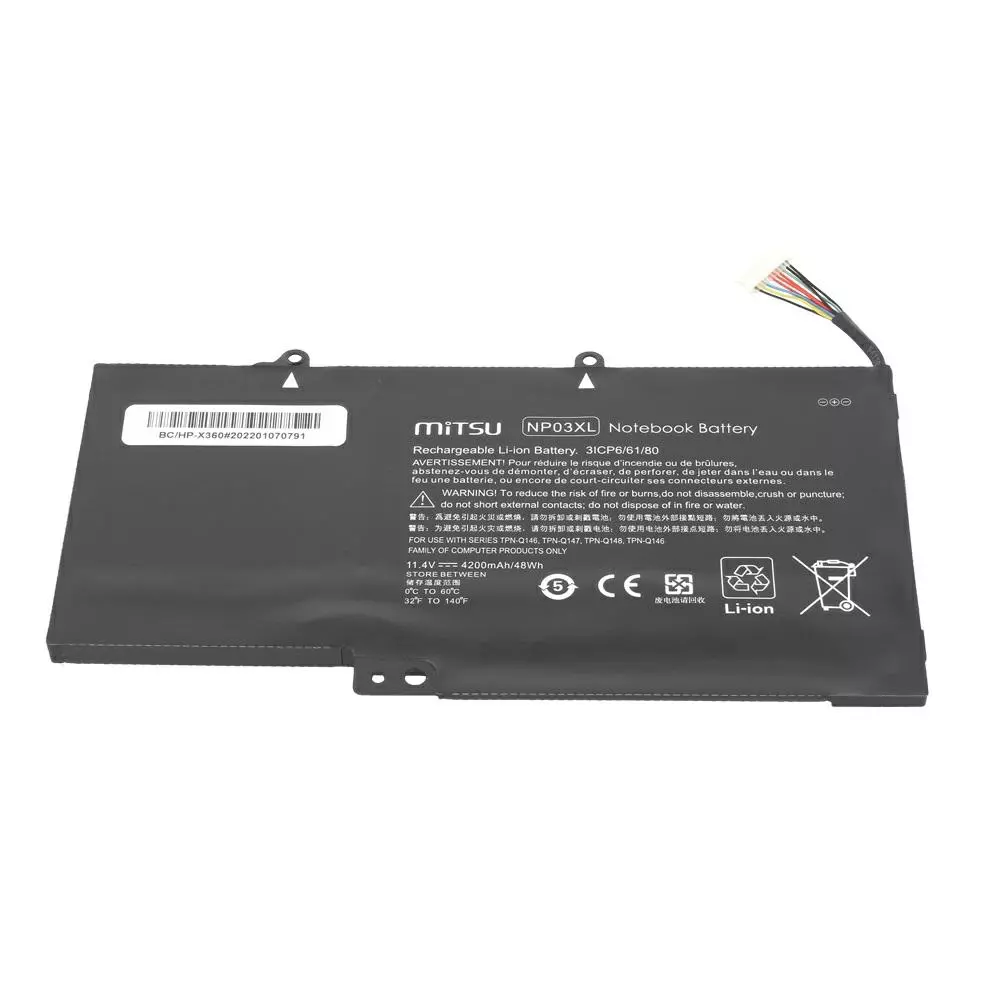 Bater&iacute;a compatible para port&aacute;til HP NP03XL 11.4V 4200 mAh Mitsu