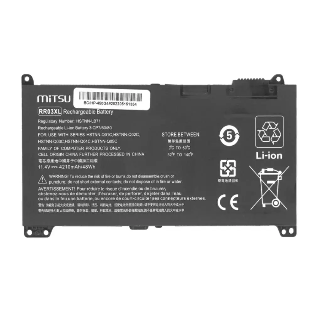 Bater&iacute;a compatible para port&aacute;til HP RR03XL 11.4V 4210mAh Mitsu