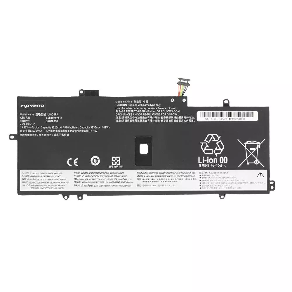 Bater&iacute;a compatible para port&aacute;til LENOVO L18L4P71 15.36V 3325mAh Movano