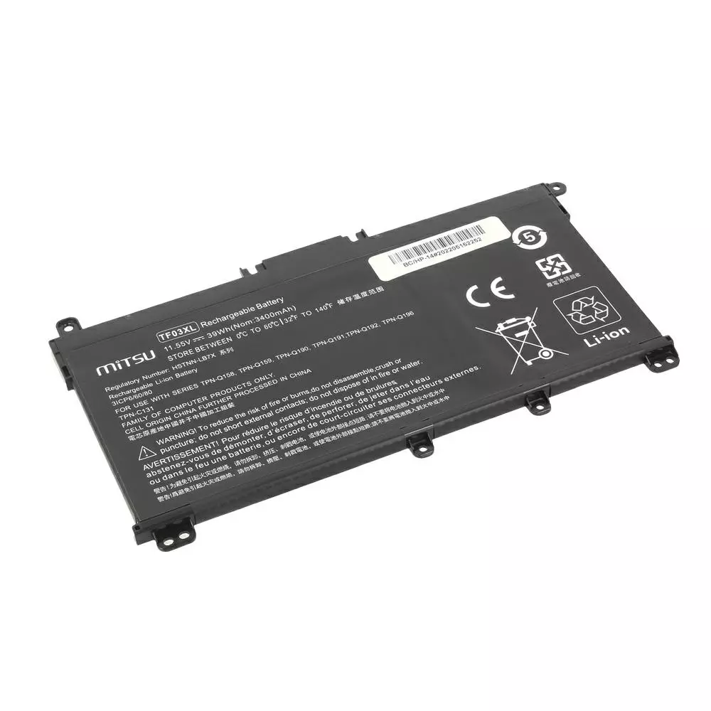 Bater&iacute;a compatible para port&aacute;til HP TF03XL 11.55V 3400mAh Mitsu